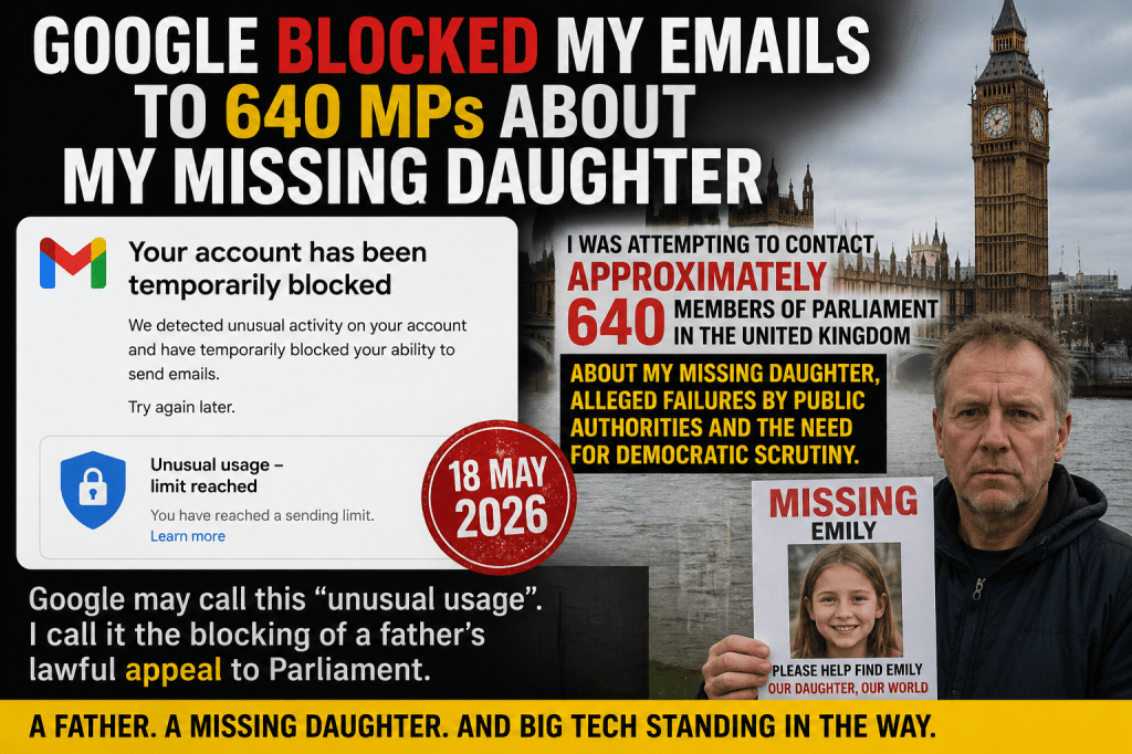 Google Blocked My Emails to 640 MPs About My Missing Daughter,&nbsp;Emily