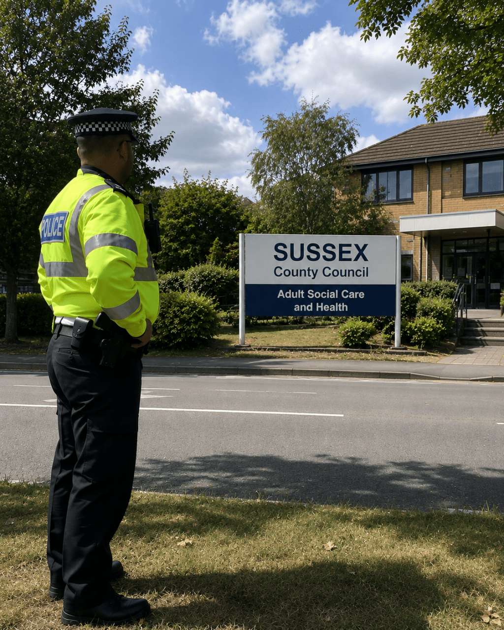 police look at social services with eyes shut.
